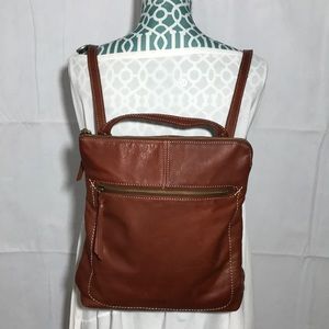 Margot Tan Brown Leather Convertible Backpack Purse Crossbody Bag